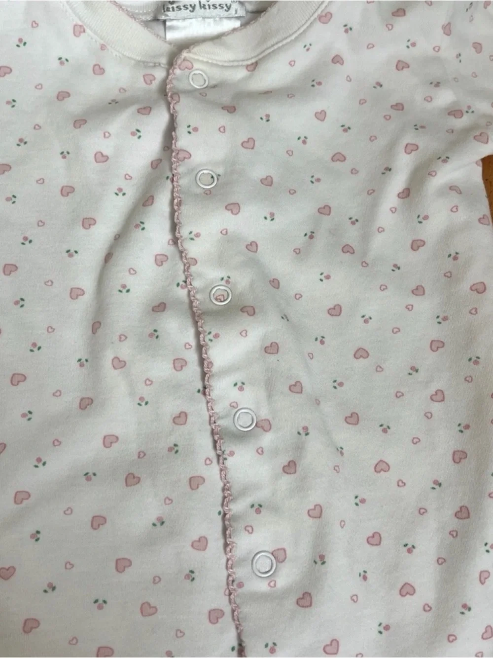 Kissy Kissy Heart Print Footed Pajamas size 6–9M